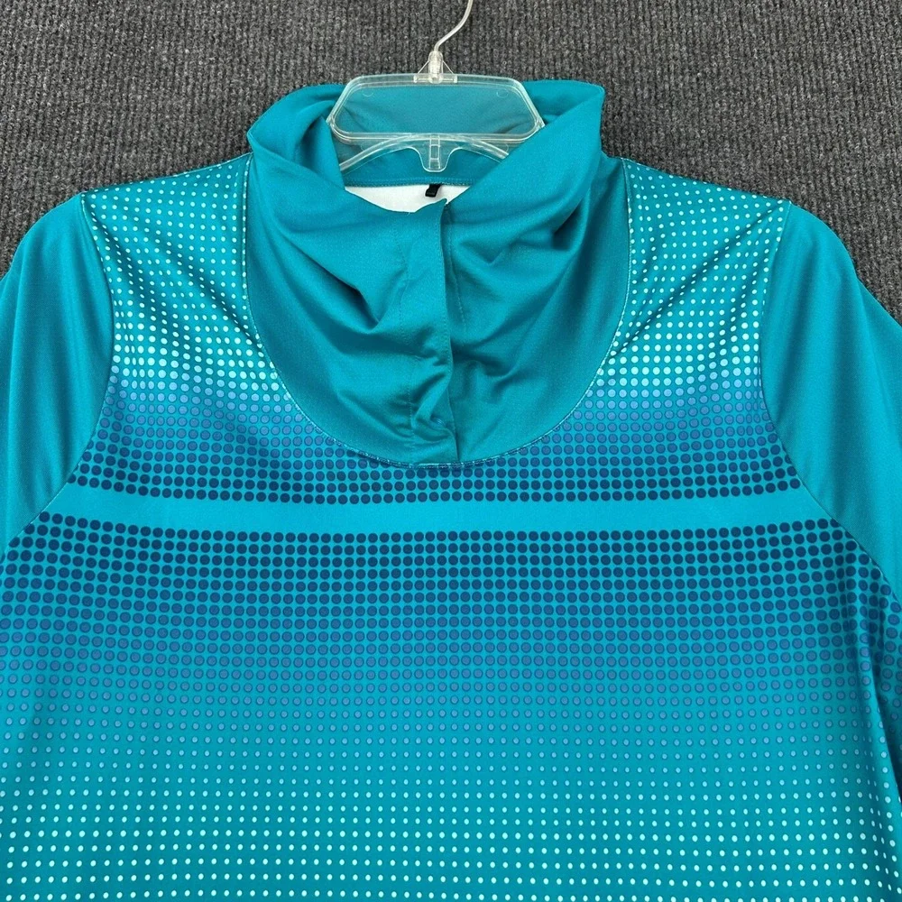 NIKE Golf Tour Performance Polo Shirt Women Medium Dri‎ Fit Blues Snap Neck